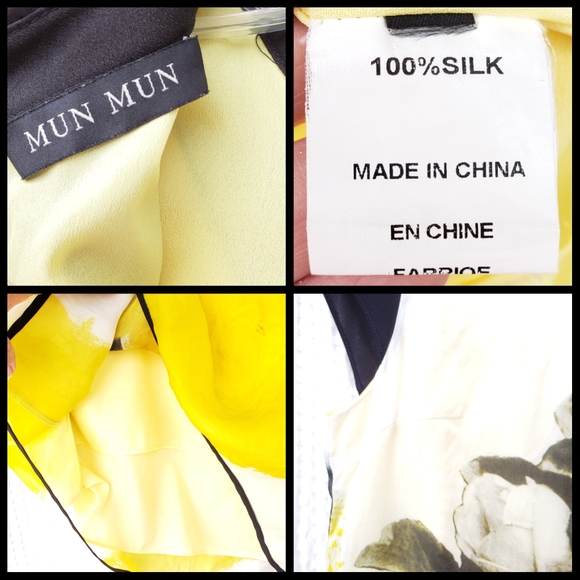 Silk chemise dress, large yellow rose print - Picture 4 of 5